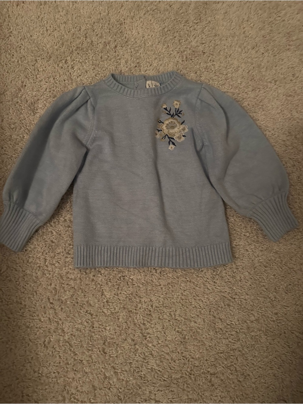 Light Blue Floral Embroidered girls Sweater